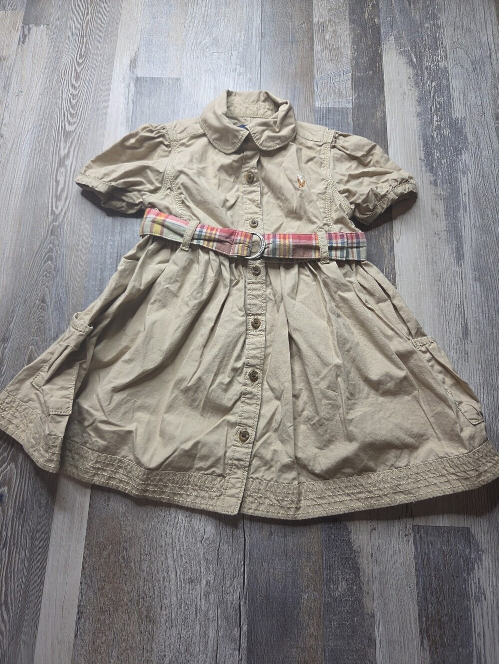 Ralph Lauren Khaki Cotton Chino Shirt (Trench) Dress Belted 12 Months
